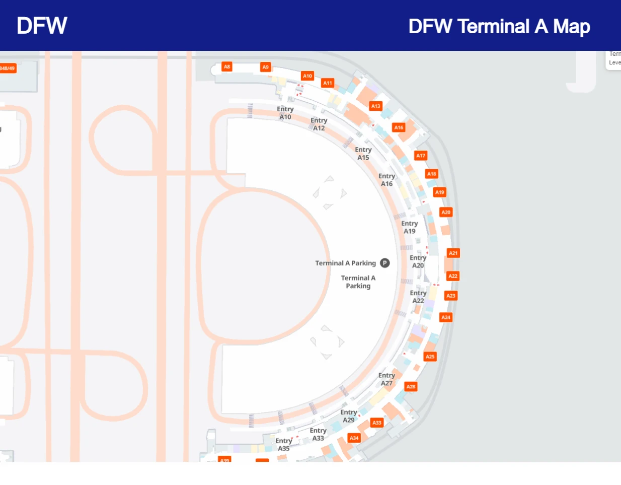 DFW Terminal A Airport Map