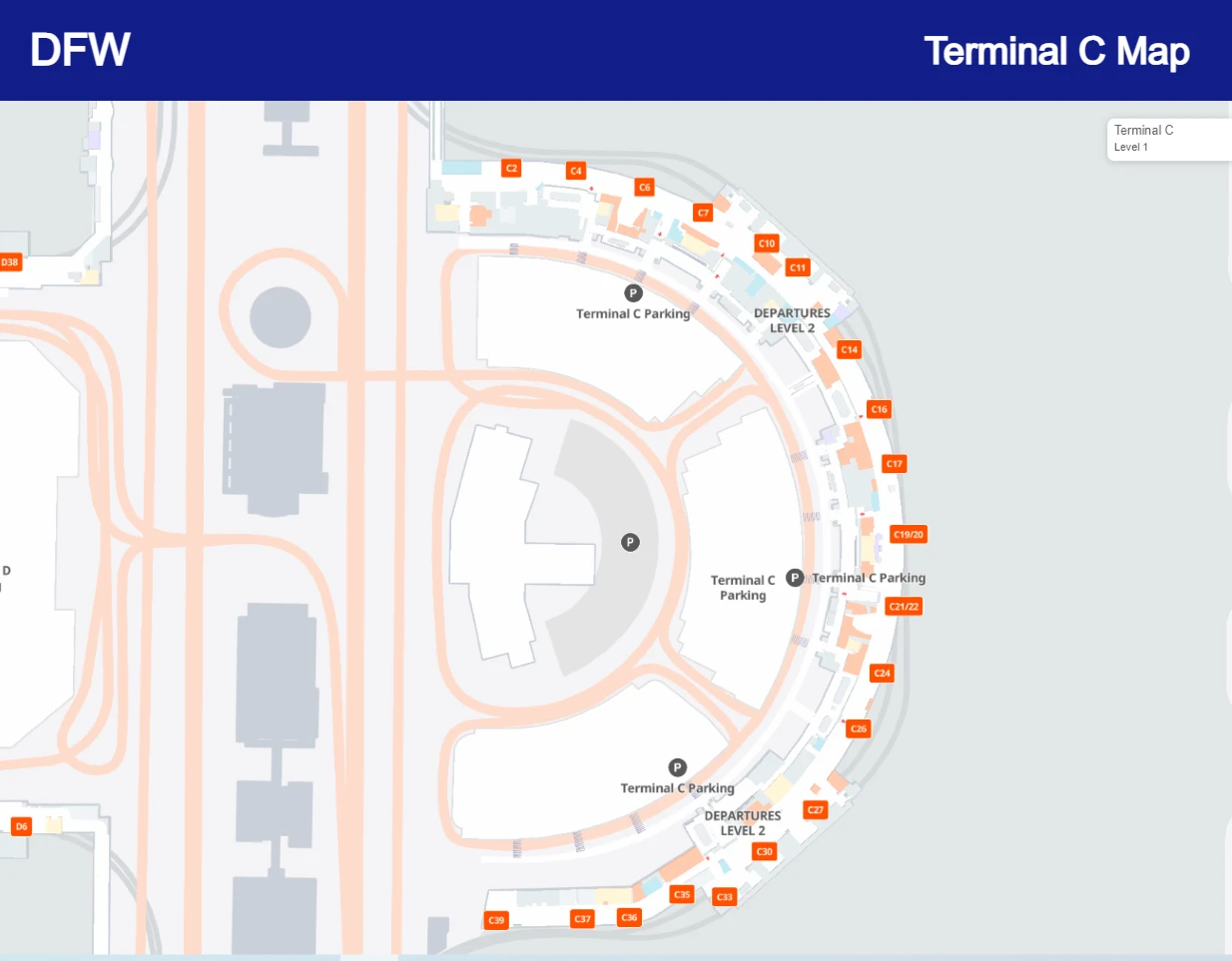 DFW Terminal C Airport Map