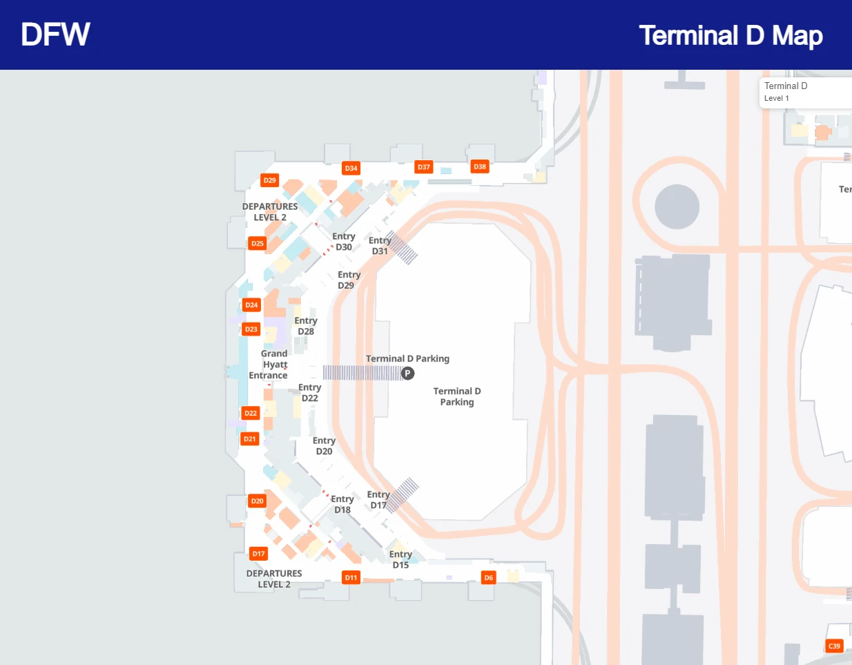 DFW Terminal D Airport Map