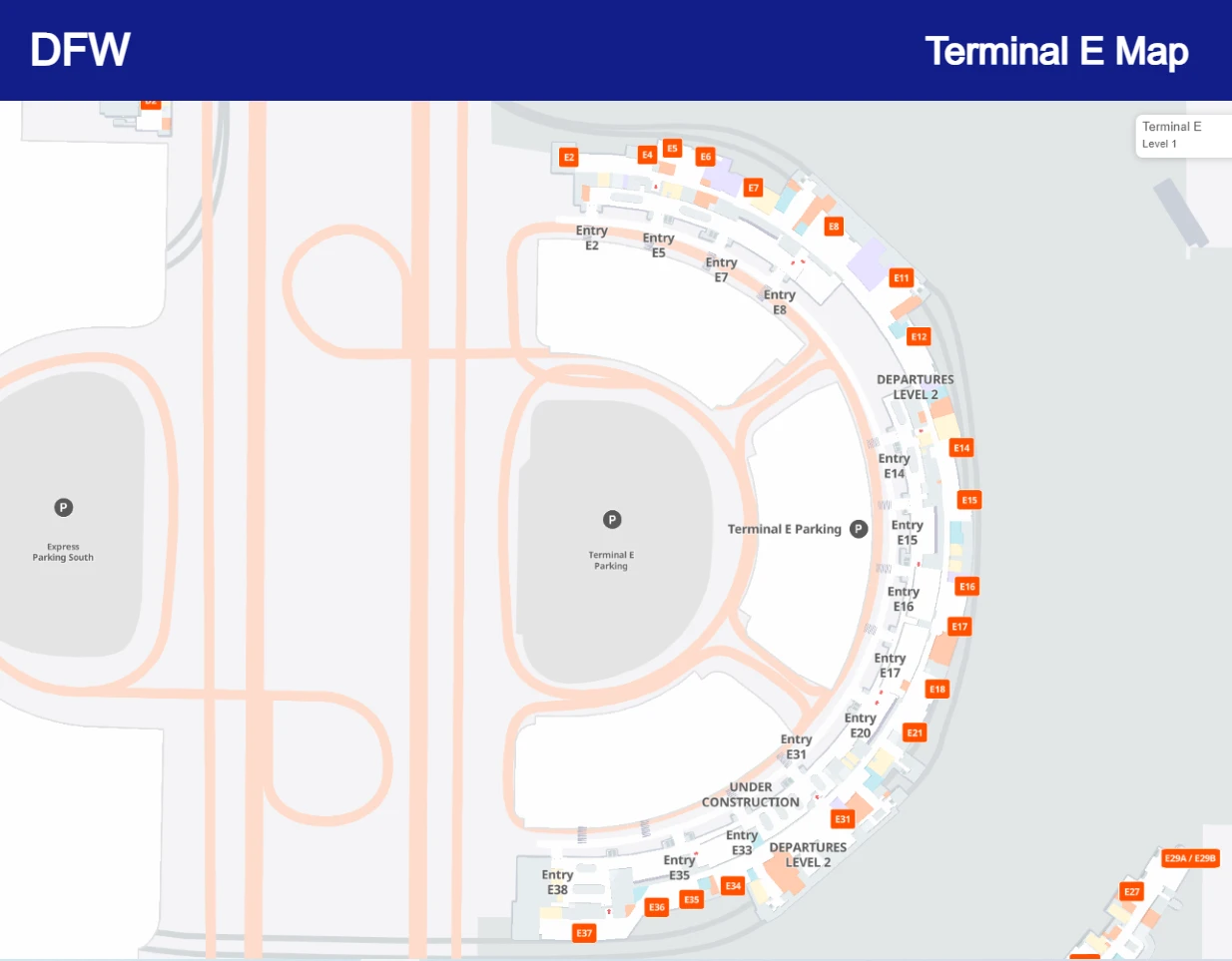 DFW Terminal E Airport Map